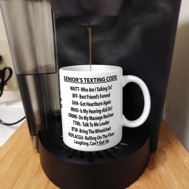 ThisWear Retirement Mug Senior's Texting Code Office Humor 11oz Ceramic Coffee Mug White - Image 5
